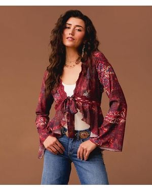 Gimmicks Front Tie Ruffle Top - Red
