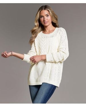 BKE Pointelle Sweater - Gray