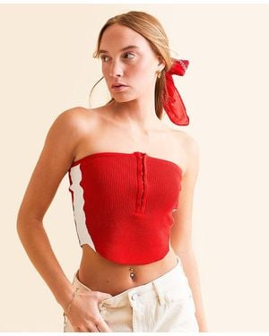 DH Apparel Varsity Striped Tube Top - Red