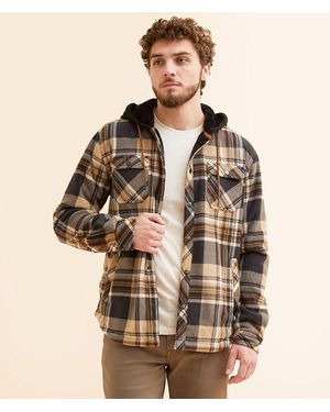 Departwest Plaid Fleece Hooded Shacket - Brown