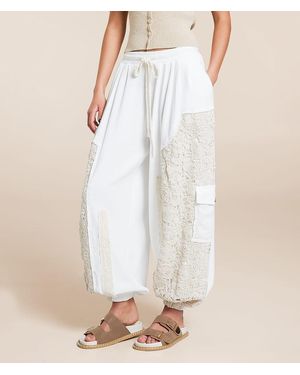 Pol Pieced Crochet Cargo Jogger - White