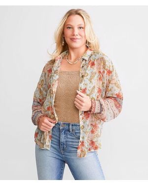 Daytrip Floral Paisley Chiffon Blouse - Blue