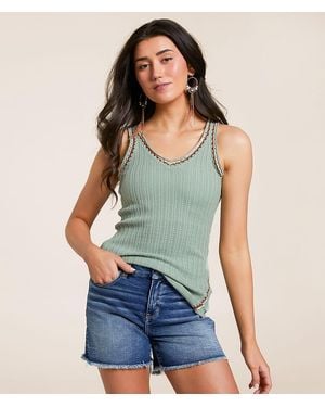 Miss Me Crochet Sweater Tank Top - Blue