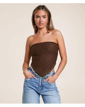 Willow & Root Beaded Crochet Hanky Tube Top - Blue