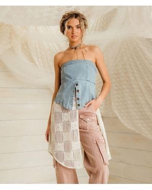 Gimmicks Denim & Lace Tube Top - Blue