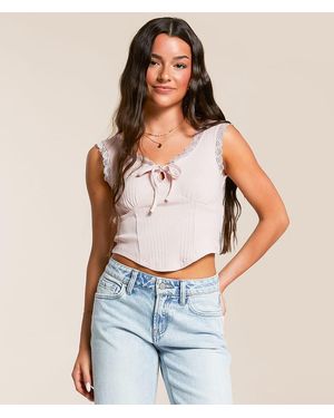 FITZ + EDDI Ribbed Lace Tank Top - Blue