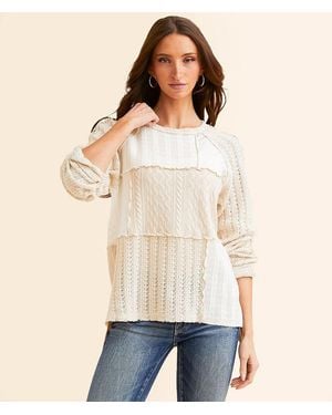 BKE Pieced Raw Edge Top - Natural
