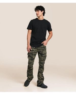 Calibre Camo Cargo Stacked Flare Stretch Jean - Natural