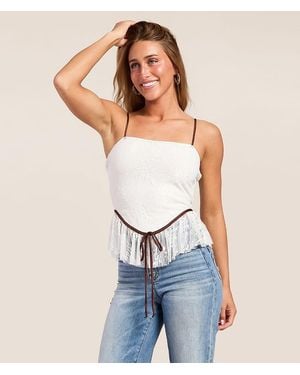 Willow & Root Floral Lace Tank Top - Blue