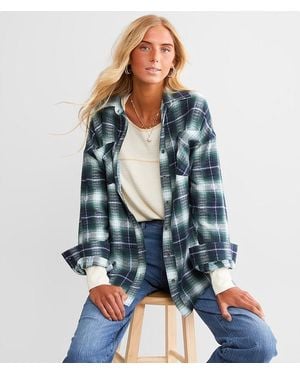 BKE Plaid Boyfriend Flannel Shirt - Blue