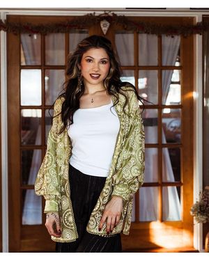 Gimmicks Embroidered Eyelet Kimono - Brown