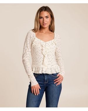 Willow & Root Ruffle Lace Polka Dot Top - Natural