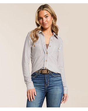 Blu Pepper Striped Knit Shirt - Brown