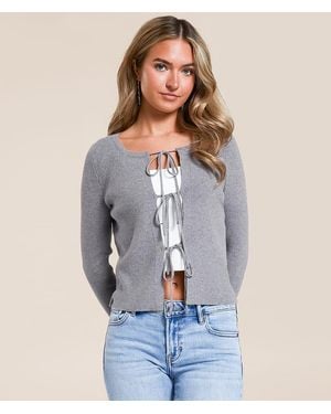 Willow & Root Front Tie Cardigan Sweater - Blue