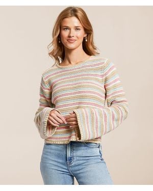 Willow & Root Striped Knit Cropped Sweater - Natural