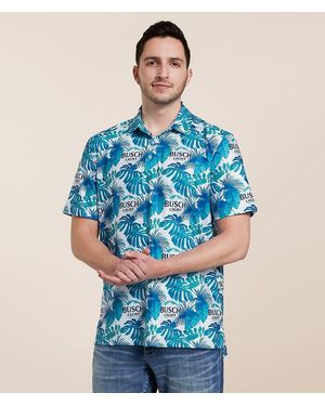 Tropical Bros Busch Light Floral Polo - Blue
