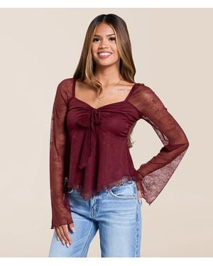 Willow & Root Floral Lace Top - Red