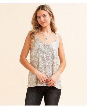 Daytrip Flowy Sequin Tank Top - Natural