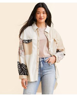 Pol Pieced Thermal Oversized Shirt - Natural