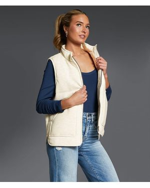 Buckle Black Knit Puffer Vest - Blue