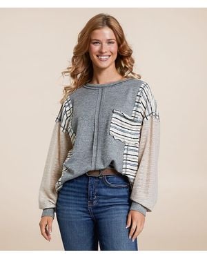 BKE Pieced Lace Top - Blue