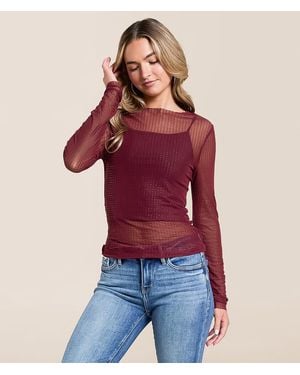 Willow & Root Studded Mesh Top - Red