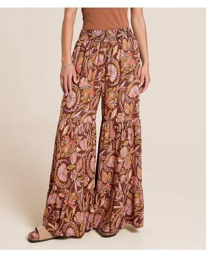 Angie Floral Beach Pant - Brown