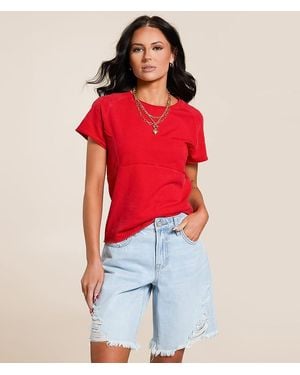 Gilded Intent Raw Edge T-Shirt - Red