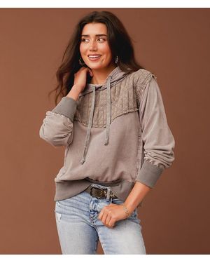 Gimmicks Pleated Eyelet Hooded Sweatshirt - Brown
