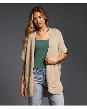 Buckle Black Open Weave Cardigan Sweater - Brown