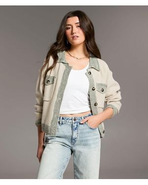 BKE Textured Knit Cardigan Sweater - Gray