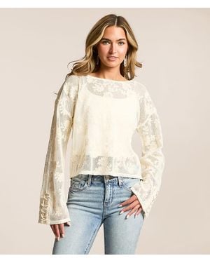 Willow & Root Floral Crochet Top - White