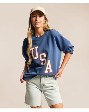 Z Supply Americana Boyfriend Pullover - Blue