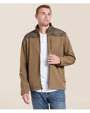 Gentry County Southwestern Color Block Softshell Jacket - Natural