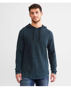 Buckle Black Waffle Knit Hoodie - Blue