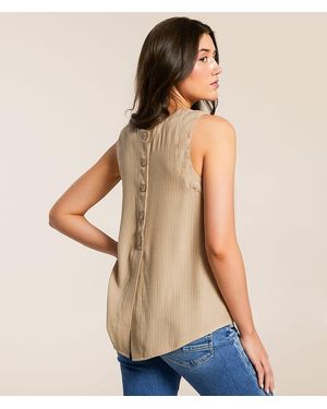 Blu Pepper Back Button Tank Top - Natural