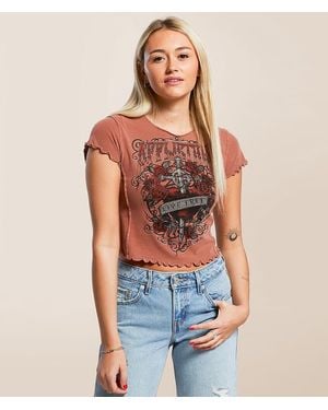Affliction Stainglass Baby Cropped T-Shirt - Blue