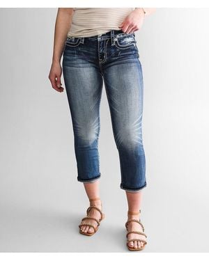 Miss Me Curvy Mid-Rise Cuffed Stretch Capri Jean - Blue