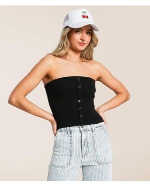 Blu Pepper Textured Knit Tube Top - Black