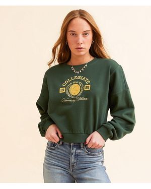 Modish Rebel Collegiate Basketball Cropped Pullover - Green