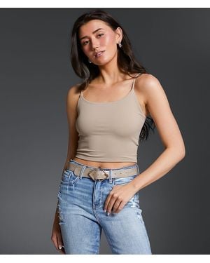 Buckle Black Cropped Shaping & Smoothing Tank Top - Blue