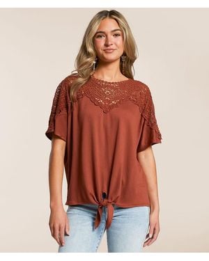 Daytrip Front Tie Top - Brown