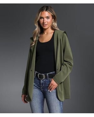 Buckle Black Hooded Blazer - Gray