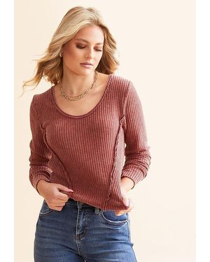 Gilded Intent Washed Waffle Knit Top - Red