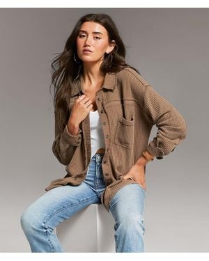 BKE Pieced Thermal Shirt - Brown