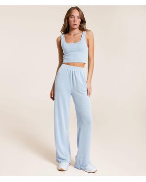 Willow & Root Rib Knit Wide Leg Pant - Blue