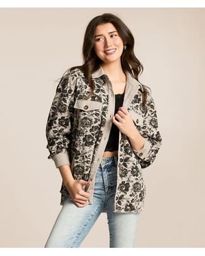 Bibi Bi Bi Floral Denim Boyfriend Shacket - Brown