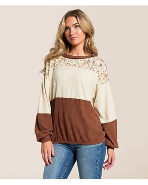Daytrip Pieced Floral Eyelet Top - Natural