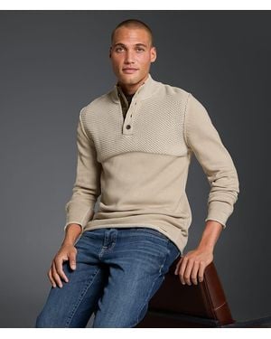 Outpost Makers Textured Henley Sweater - Blue