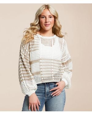 Blu Pepper Mixed Stripe Cropped Sweater - White
